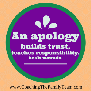An apology builds trust, teaches responsibility, heals wounds.